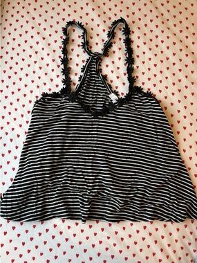 Delia's White and Black Striped Flowy Tank Top (Size XS)